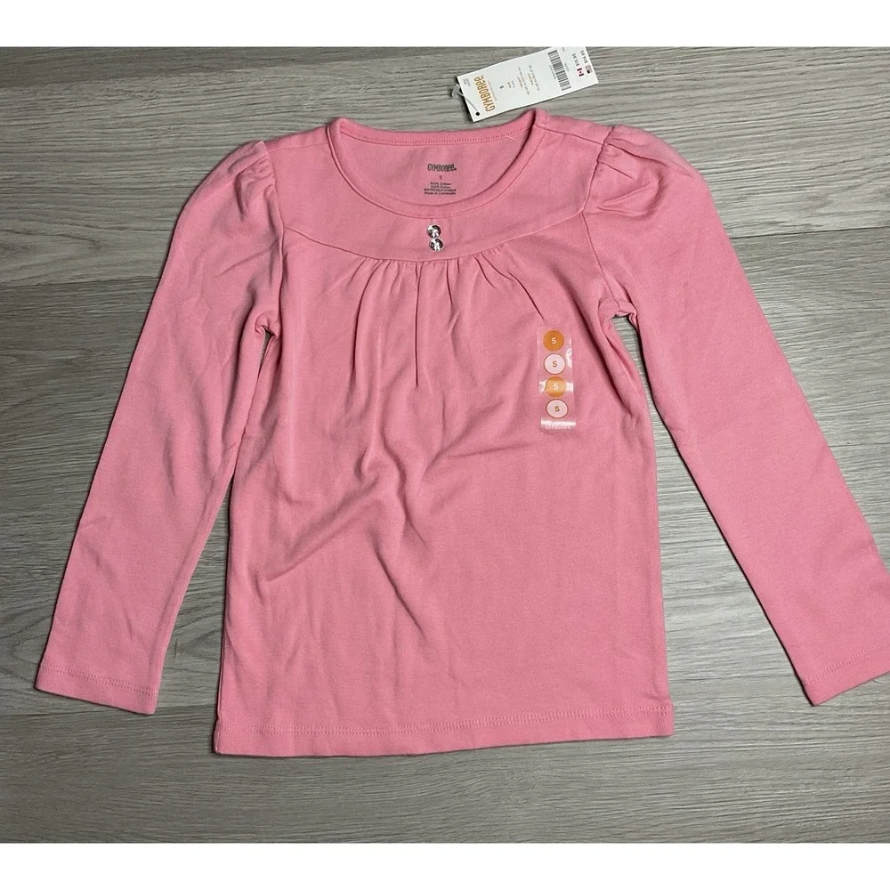 GYMBOREE STAR OF THE SHOW HONEYSUCKLE PINK BASIC L/S TEE SIZE 5‎ NWT